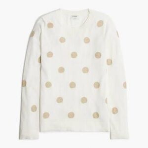 J.Crew | White Sweater with Gold Polka Dots